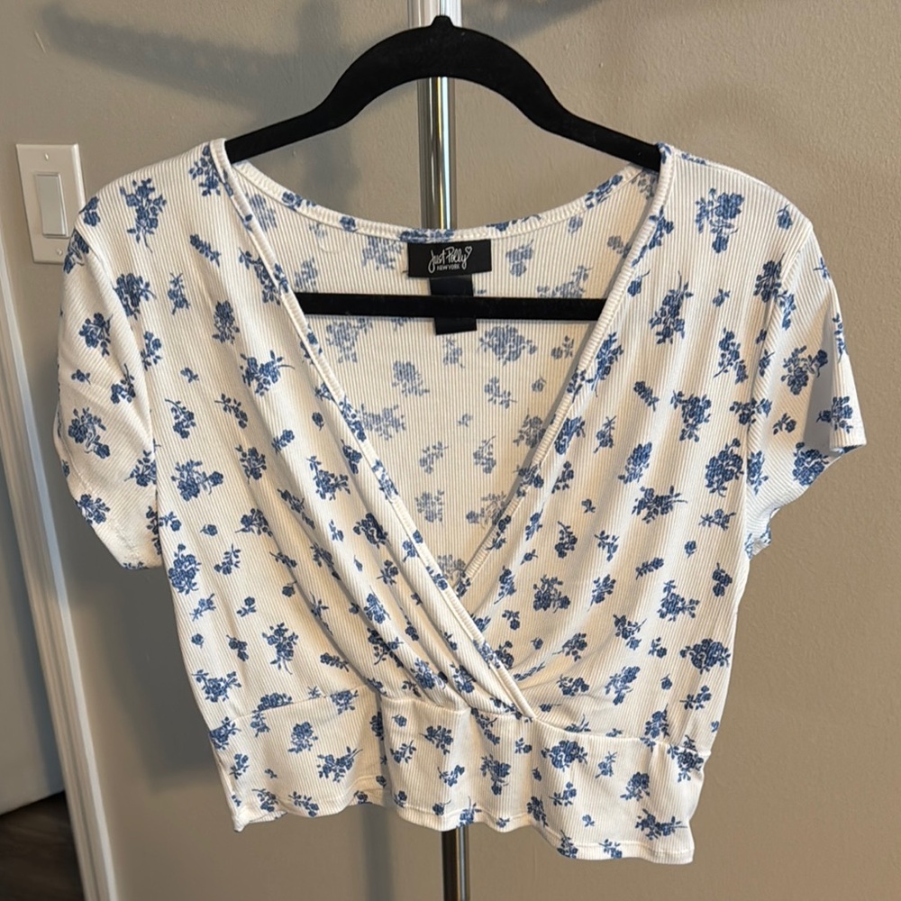 White Cream Ruched Wrap Crop Blouse